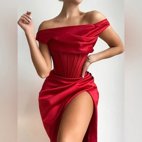 open lace back dress Juliet 2407's Fitted Corset Gown with Off-Shoulder Design and Elaborat–  sheerdreamz